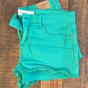 Abercrombie & Fitch Green Denim Shorts